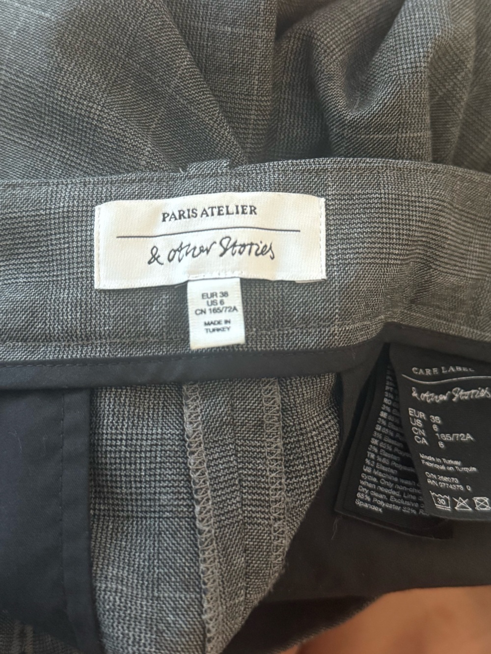 & Other Stories Gray Plaid Trousers - Picture 3 of 5